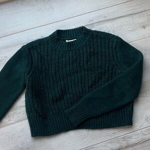 Women’s sweater cropped knit dark green size L pre loved